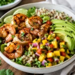 Healthy Grilled Shrimp & Avocado Bowls with Mango Salsa