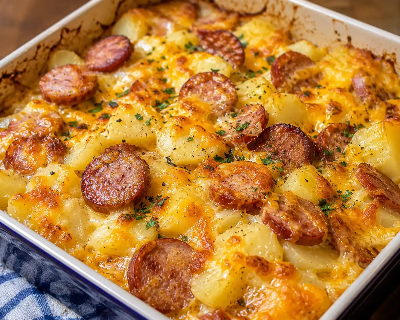 Kielbasa Sausage Cheesy Potato Casserole