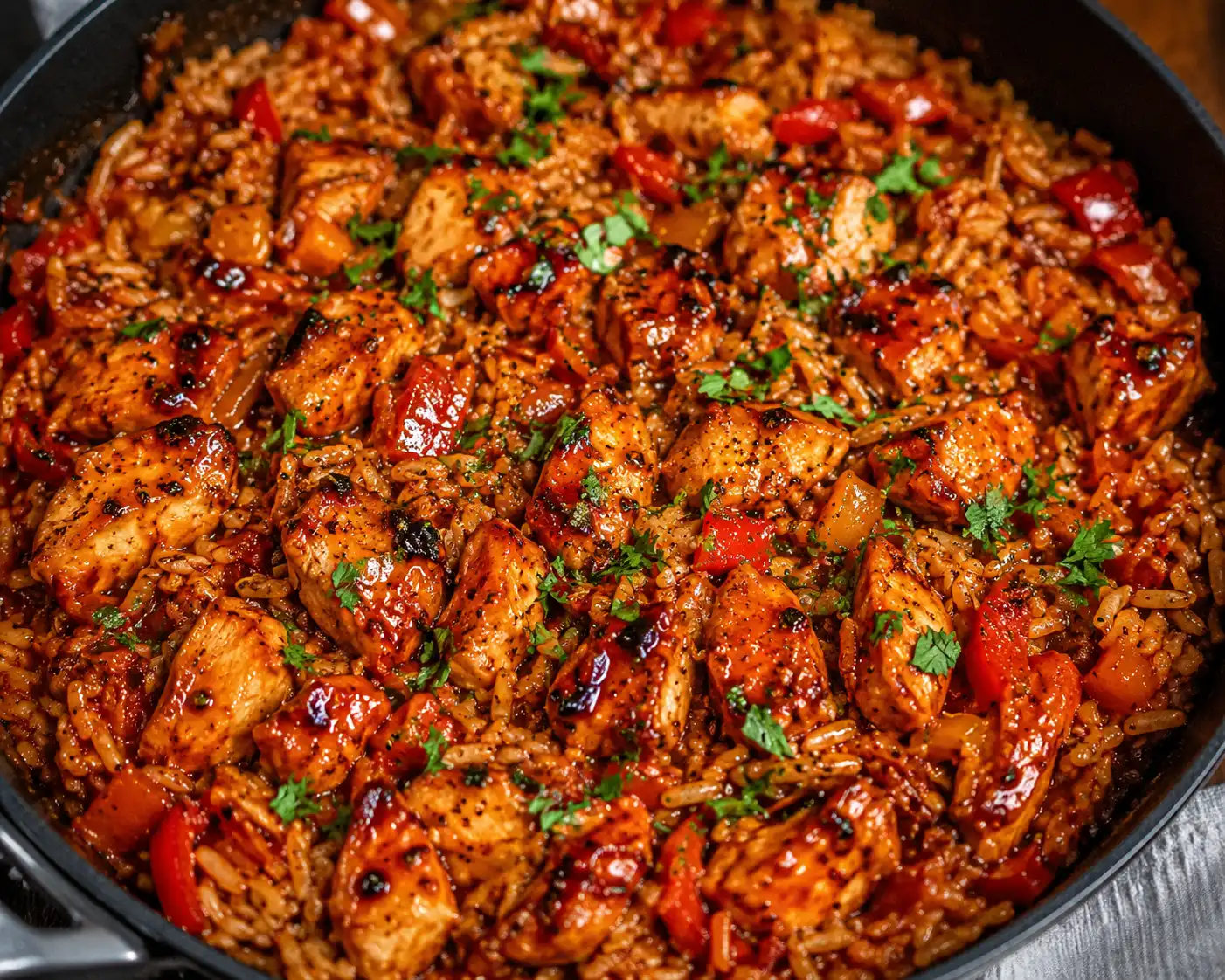 One pan bold honey BBQ chicken Rice